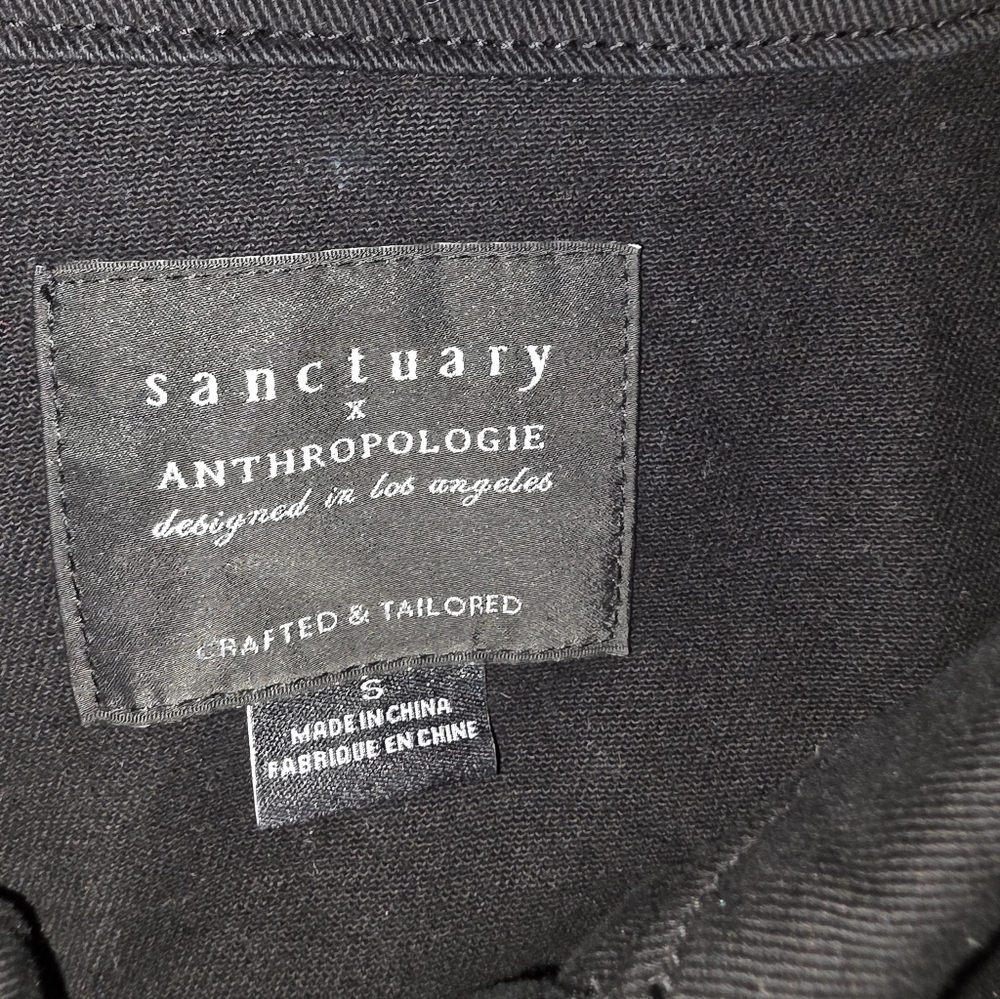 Sanctuary Black Jean Jacket Classic Workwear Utility Style Size S Anthropologie - Picture 6 of 8